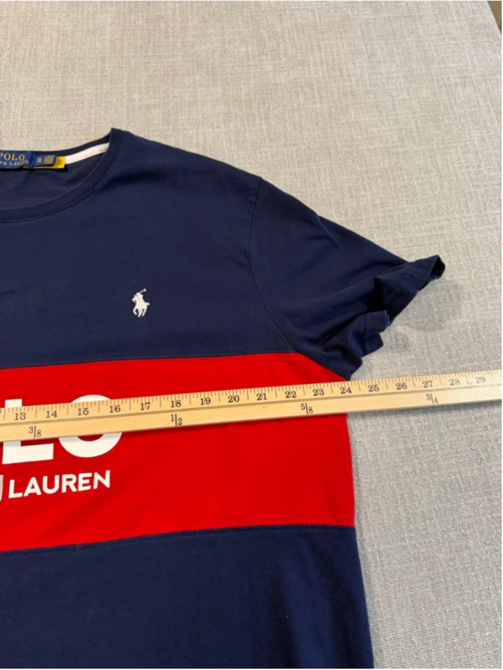 Polo Ralph Lauren red and blue cotton color block logo Tshirt men’s XL